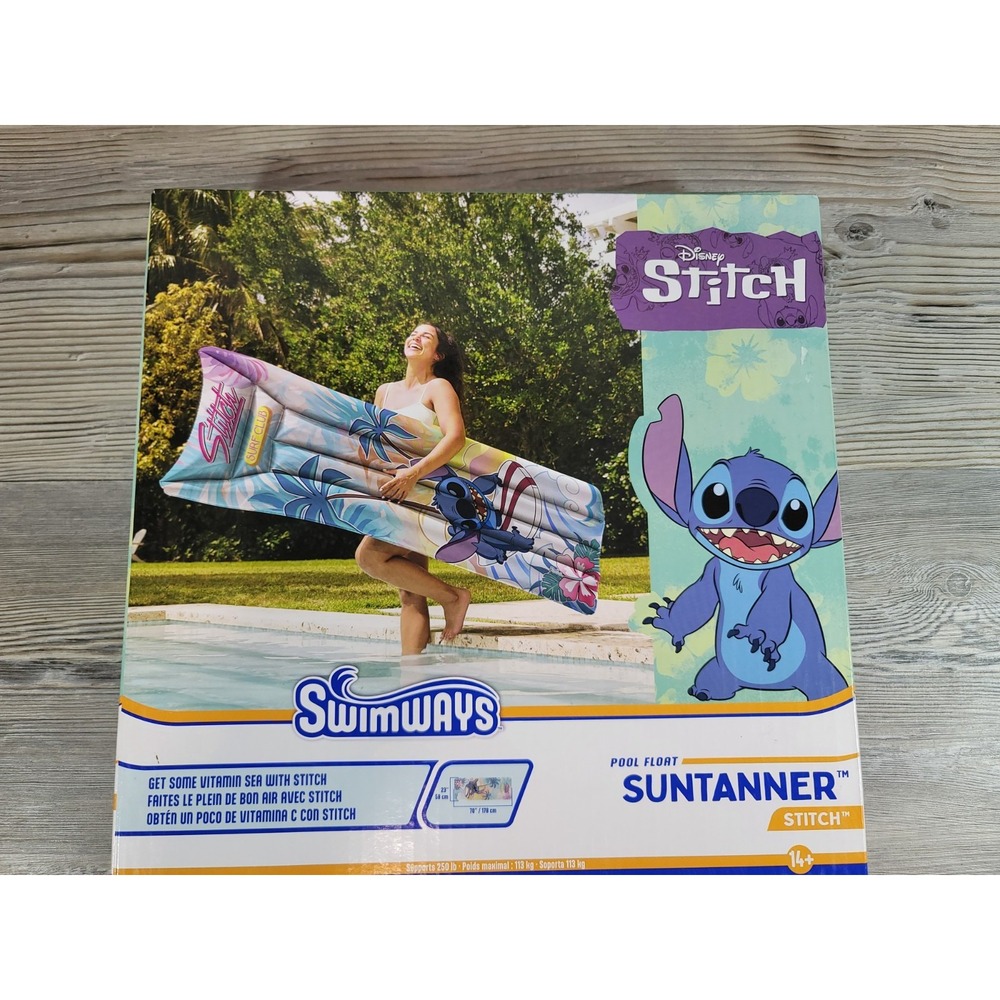 DISNEY STITCH POOL FLOAT SUNTANNER BY SWIMWAYS 23"X70" BRAND NEW